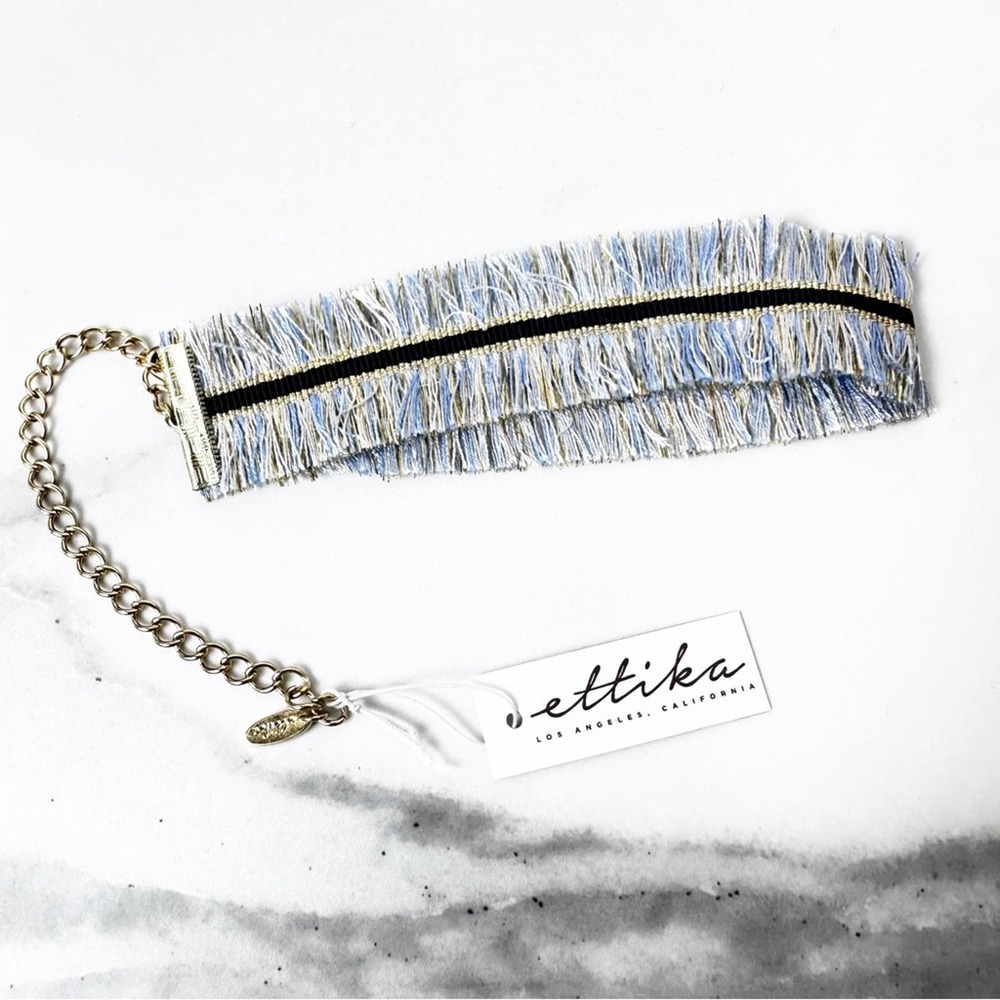 ❌5/$10 Ettika Fringe Choker Necklace Blue Black Gold Boho Festival New - Picture 3 of 4